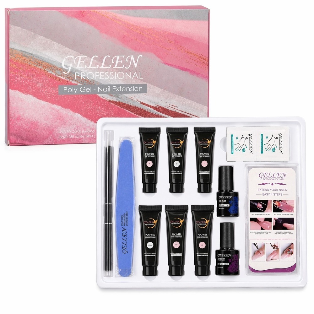 Gellen Professional Poly Gel Nail Extension Kit UV LED‎ Quick Building Gel...